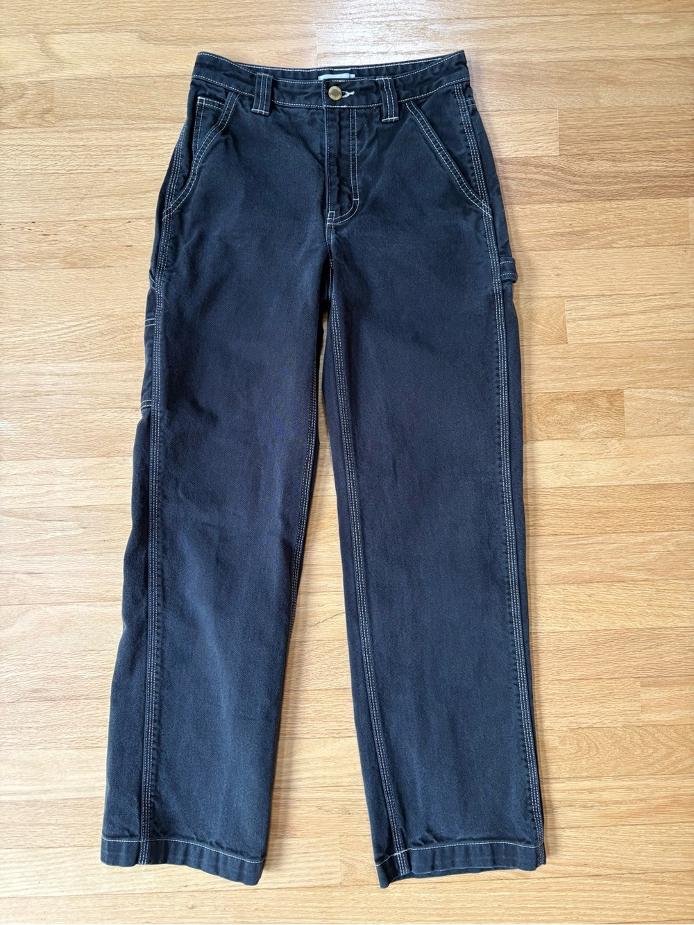 Tna Black Carpenter Wide Leg Jeans Size 00